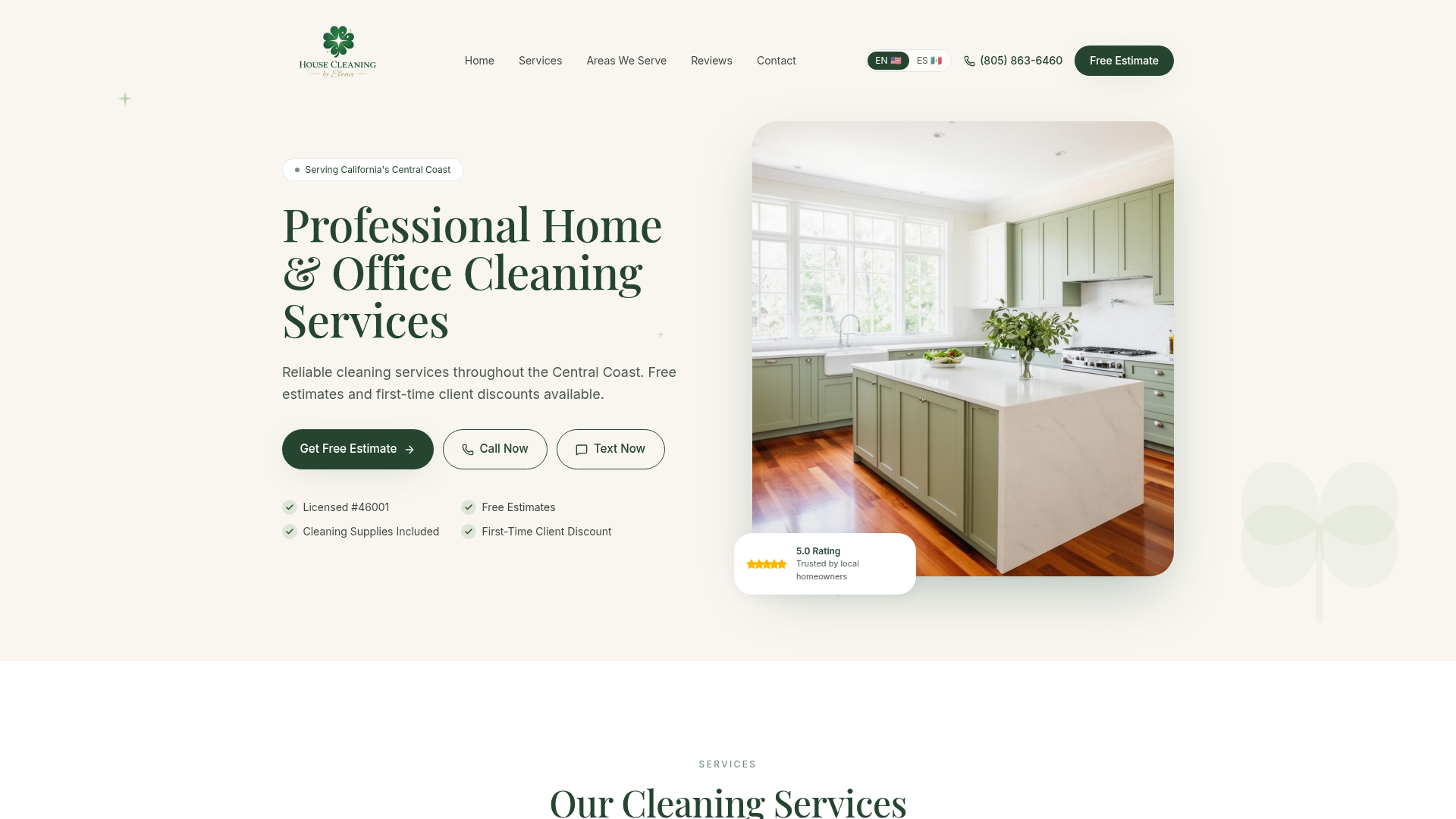 Cleaning by Elena website preview